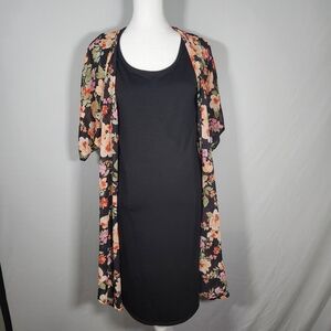 Liberty Love Maternity Set Black and Pink Cape with Floral Design